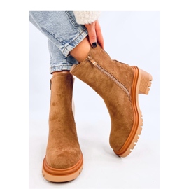 Stivaletti Chelsea con polsino in maglione color kaki marrone 1