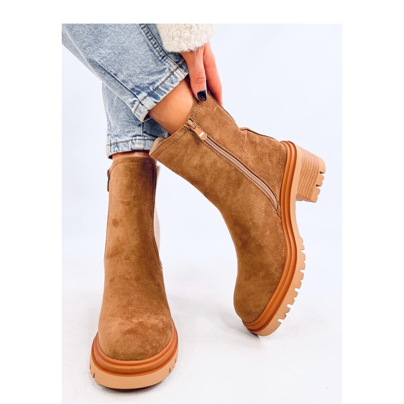Stivaletti Chelsea con polsino in maglione color kaki marrone 1