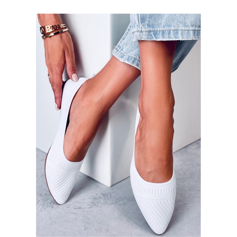 Ballerine in tessuto bianco bianca 1