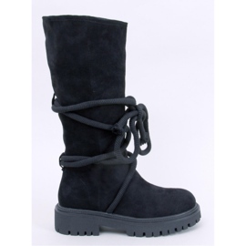 Stivali in pelle scamosciata con cordoncino Spicer Black - Inello nero 1