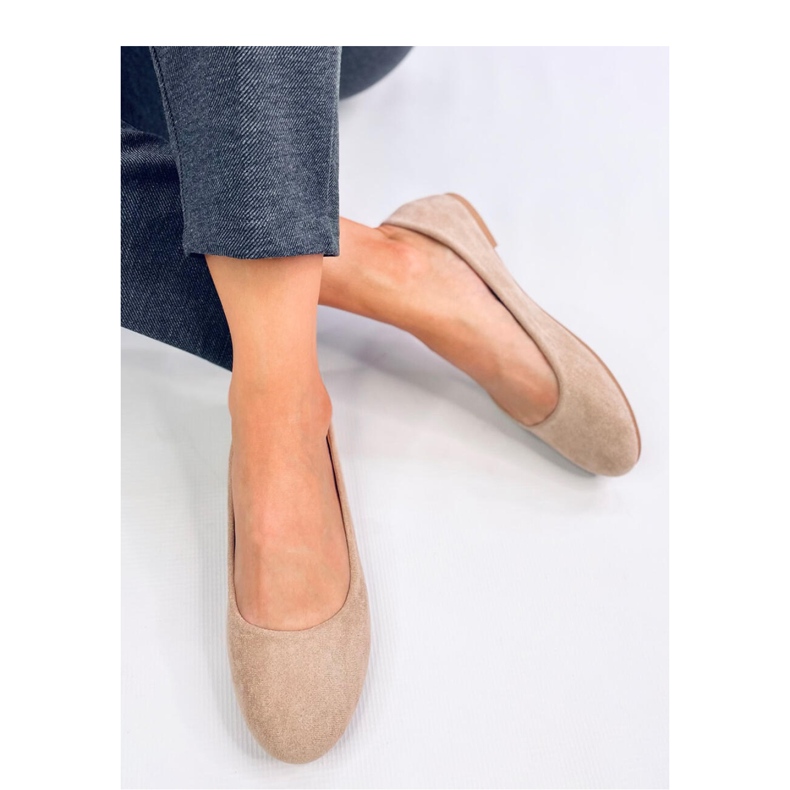 Ballerine classiche in pelle scamosciata Kaki beige 2