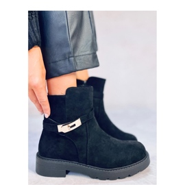Drapers Stivaletti piatti in pelle scamosciata nera - Inello nero 2