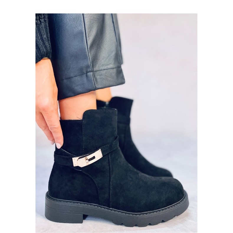 Drapers Stivaletti piatti in pelle scamosciata nera - Inello nero 2