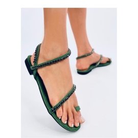 Sandali infradito con zirconi verdi verde 1