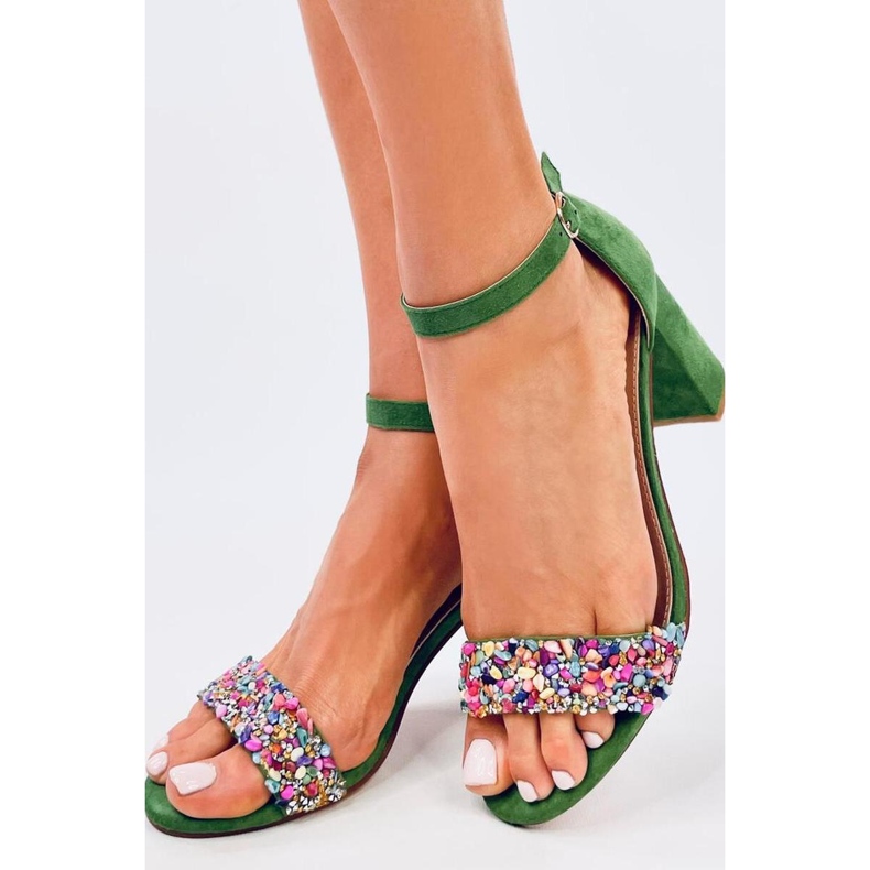 San Valentino Sandali verdi con tacco e pietre - Inello verde 1