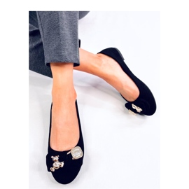 Ballerine in camoscio nero con orsetto 1