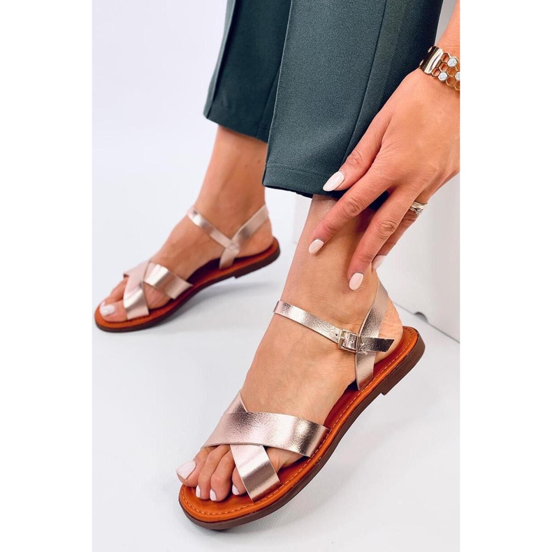 Sandali champagne da donna rosa 1