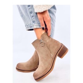 Stivaletti Levere Khaki in nabuk con tacco basso - Inello beige 2