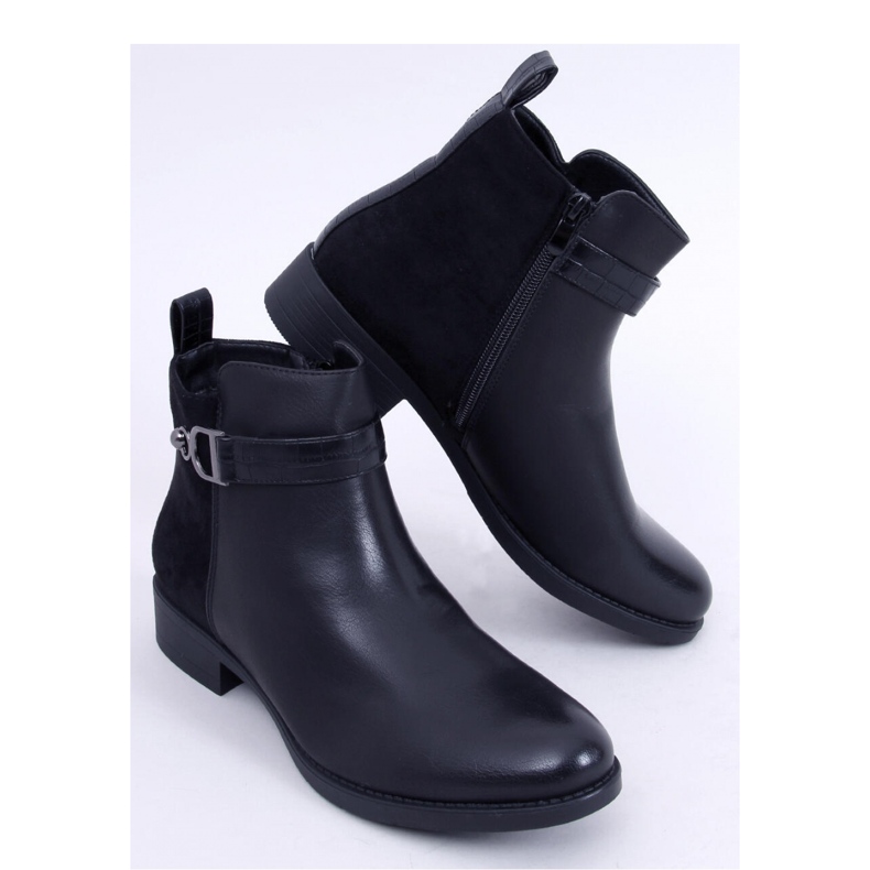 Stivaletti Chelsea da donna in camoscio fiore Amil Nero - Inello 1