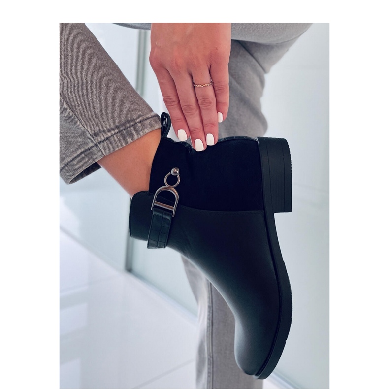 Stivaletti Chelsea da donna in camoscio fiore Amil Nero - Inello 2