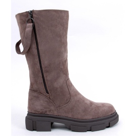 Stivaletti piatti da donna Slade Khaki - Inello grigio 1