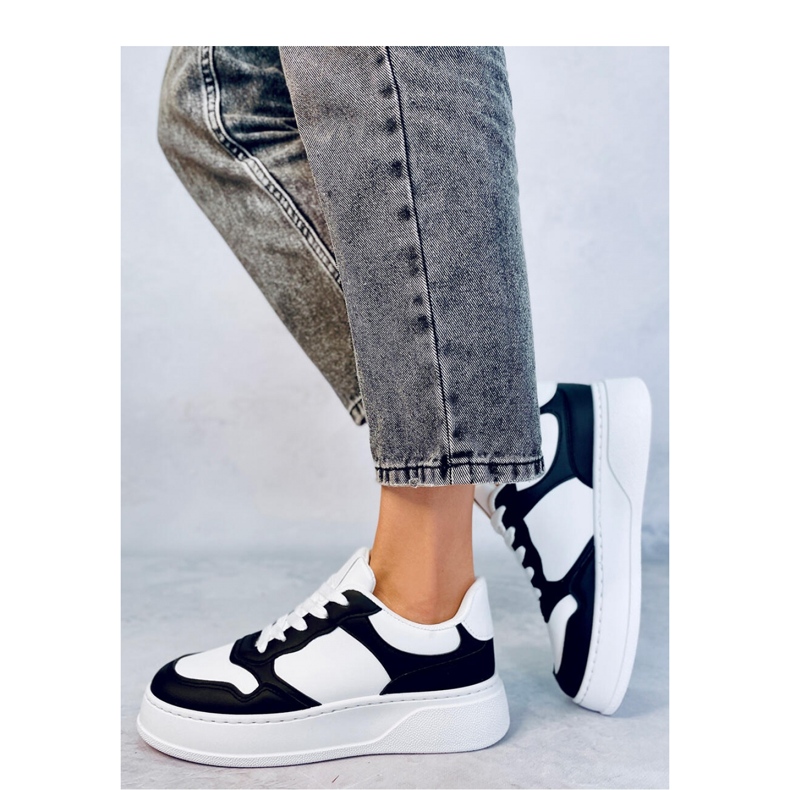 Sneakers da donna con suola alta Nere bianca 1