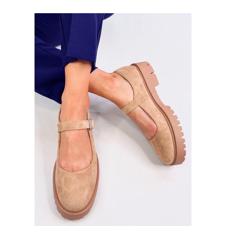 Holmess Khaki ballerine con plateau e cinturino - Inello beige 1
