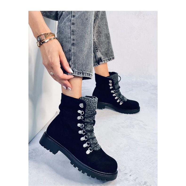Leggs Stivali stringati neri - Inello nero 2