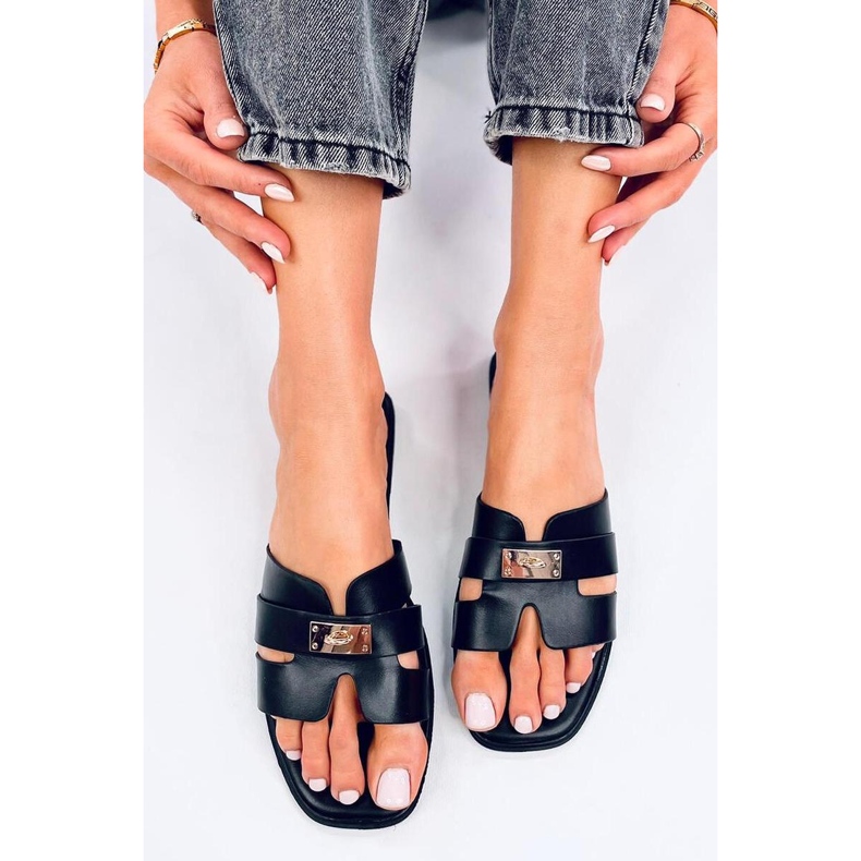 Sandalo infradito da donna Daudi Nero - Inello 1