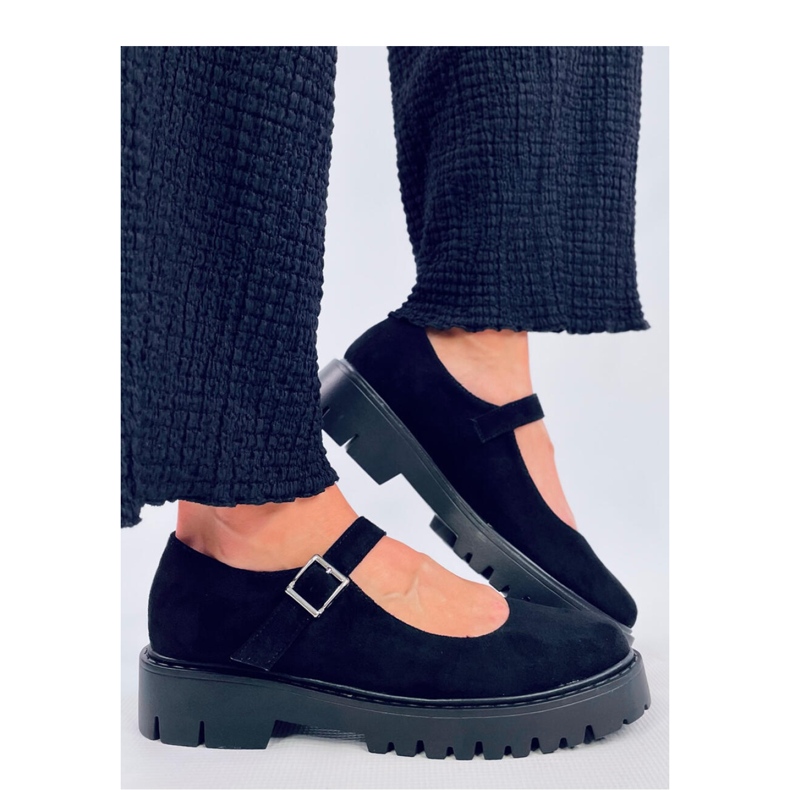 Holmess Ballerine nere con plateau e cinturino - Inello nero 1