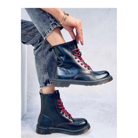 Stivaletti stringati con filo colorato Stuff Blackred - Inello nero 2