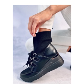 Kaye Stivaletti neri con zeppa e tomaia elastica - Inello nero 1