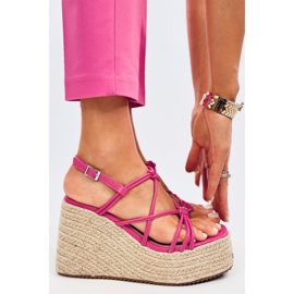 Pascai Sandali espadrillas con zeppa fucsia - Inello rosa 1