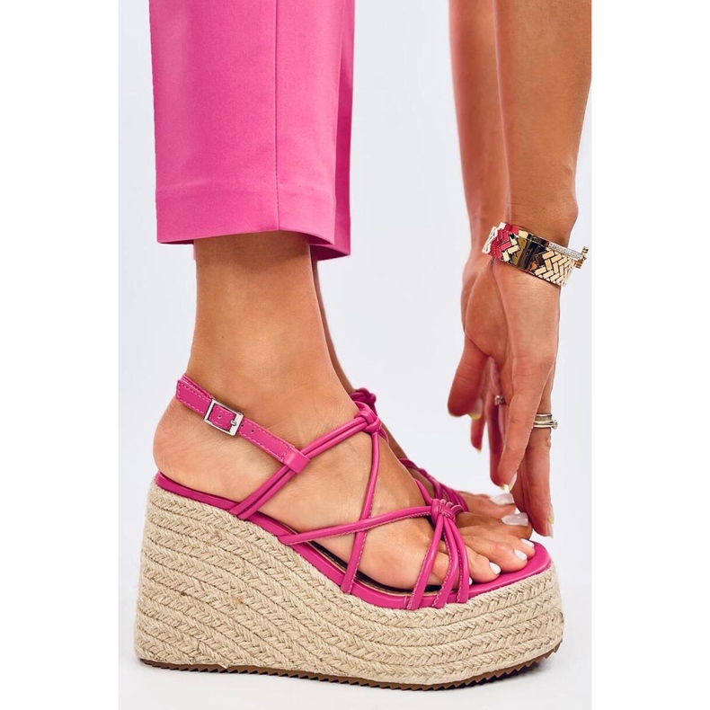 Pascai Sandali espadrillas con zeppa fucsia - Inello rosa 1