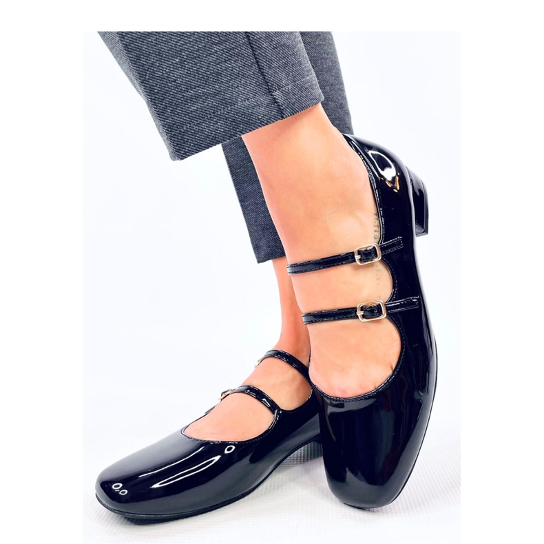 Ballerine con tacco alto e cinturini Corigan Nero - Inello 1