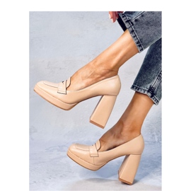 Entee Mocassini nudi con tacco - Inello beige 2