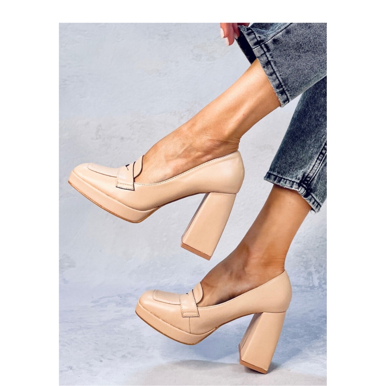 Entee Mocassini nudi con tacco - Inello beige 2