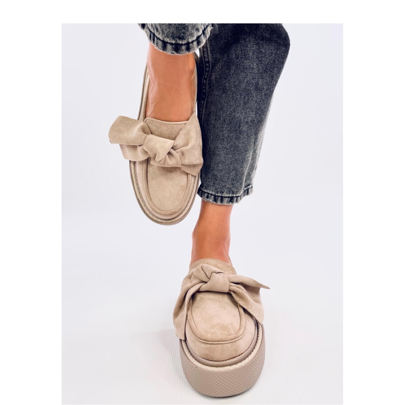 Tempelton Mocassini in camoscio color kaki con fiocco - Inello beige 2