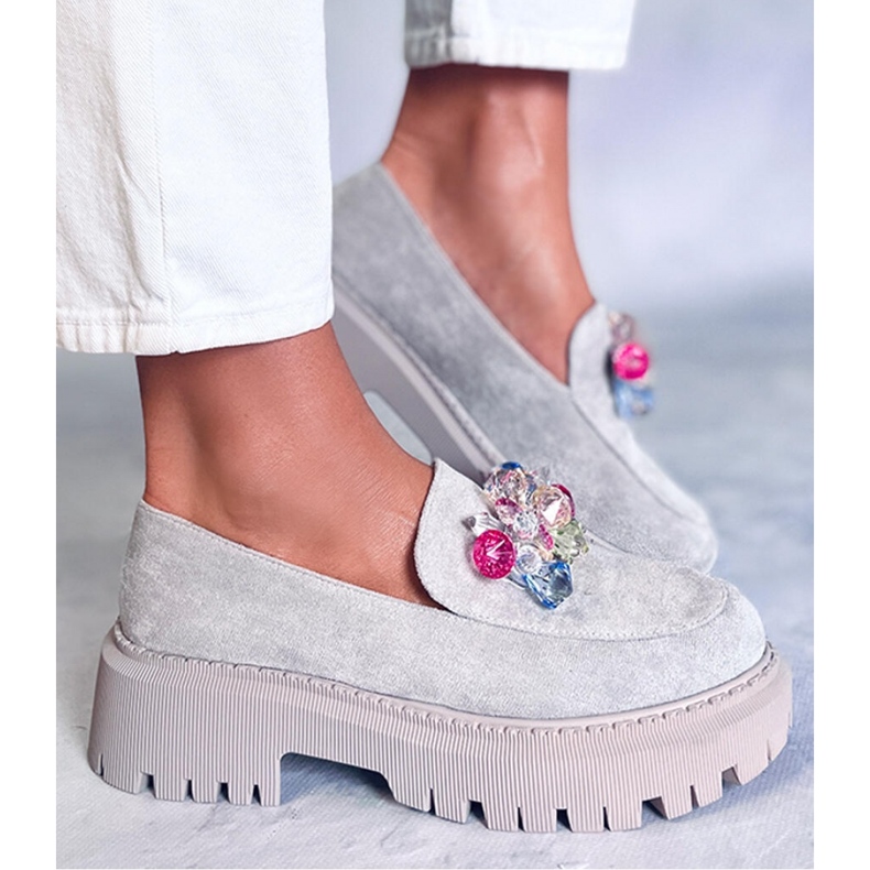 Mocassini platform con pietre Stefani Grey - Inello grigio 2