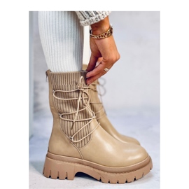 Stivaletti calzino Willet Khaki - Inello beige 2