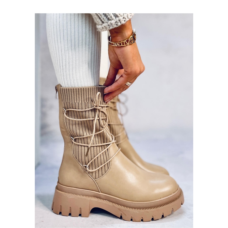 Stivaletti calzino Willet Khaki - Inello beige 2
