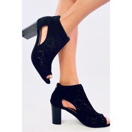 Stivaletti open toe traforati Pierre Black - Inello nero 2