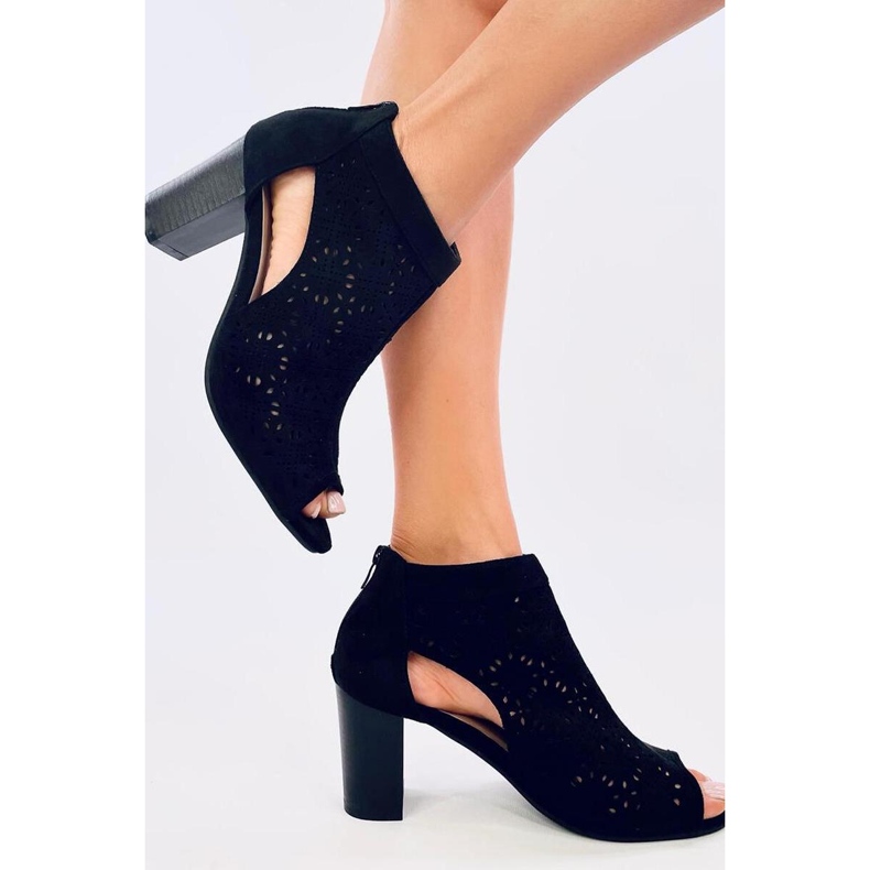 Stivaletti open toe traforati Pierre Black - Inello nero 2