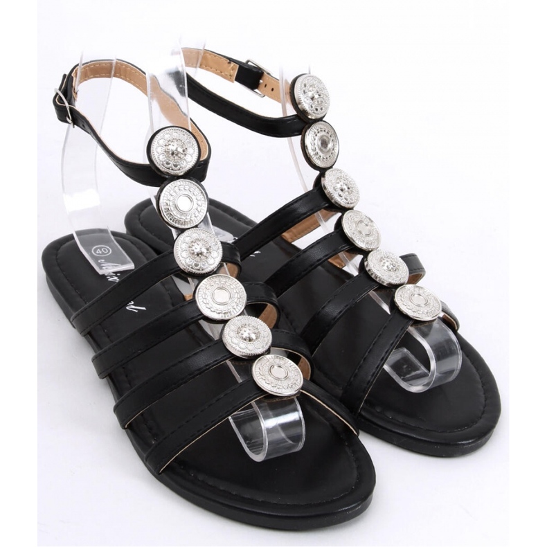 Sandali gladiatore da donna Logan Black - Inello nero 1