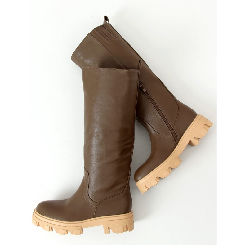 Stivali Khaki QT21P Army Green con suola spessa - Inello verde 1