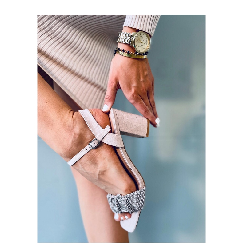 Sandali Dash Nude con tacco largo - Inello beige 2