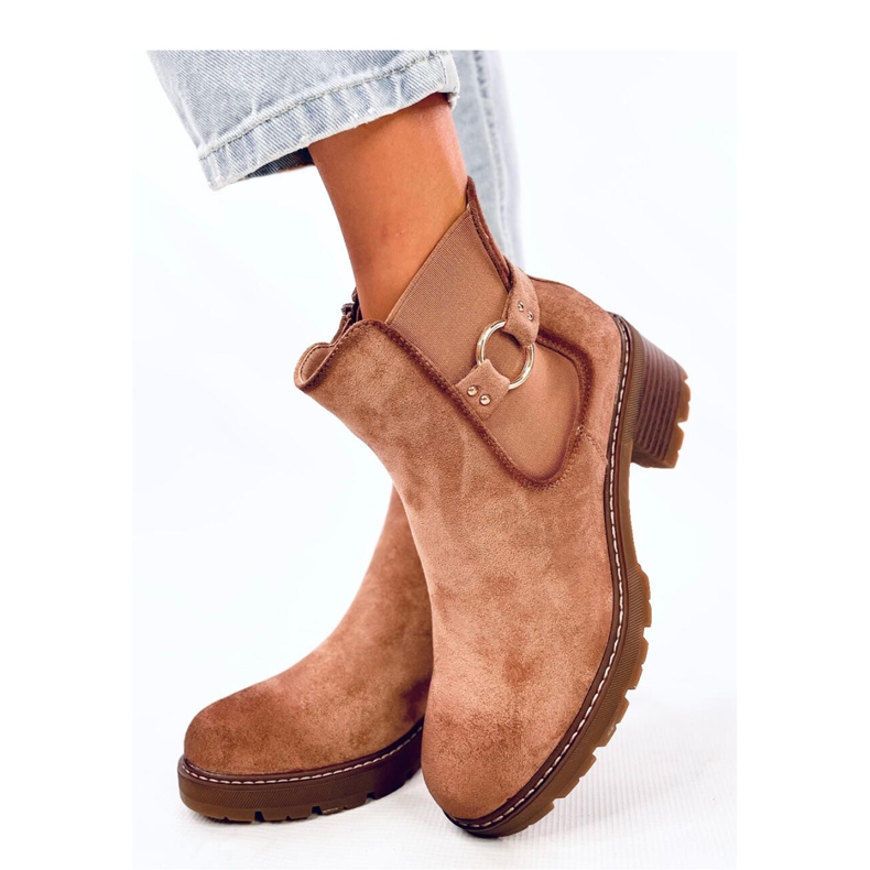 Stivaletti Chelsea Airon Khaki con tacco basso - Inello marrone 2