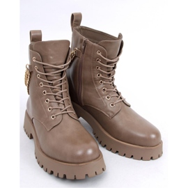 Kb9393 Tokyo Stivali bovver kaki con catene - Inello marrone 1