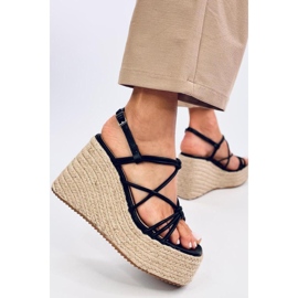 Pascai Sandali espadrillas con zeppa neri - Inello nero 1