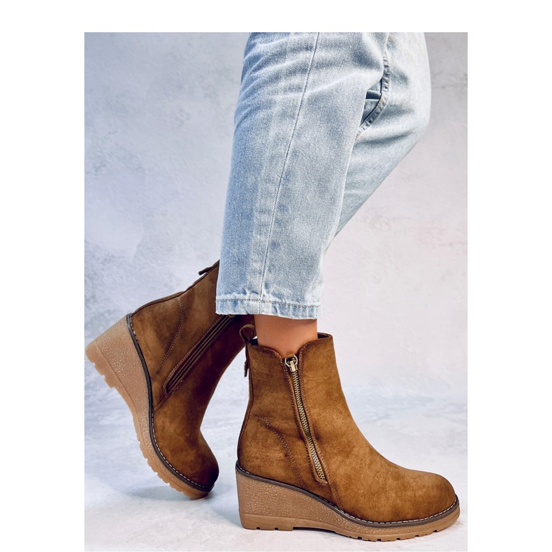 Stivaletti con zeppa Meyer Khaki - Inello marrone 1