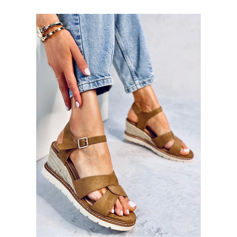 Sandalo espadrillas con zeppa Sermon Khaki - Inello marrone 1
