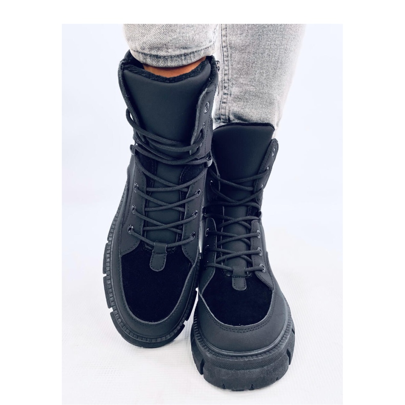 Stivaletti stringati isolati Torey neri - Inello nero 2