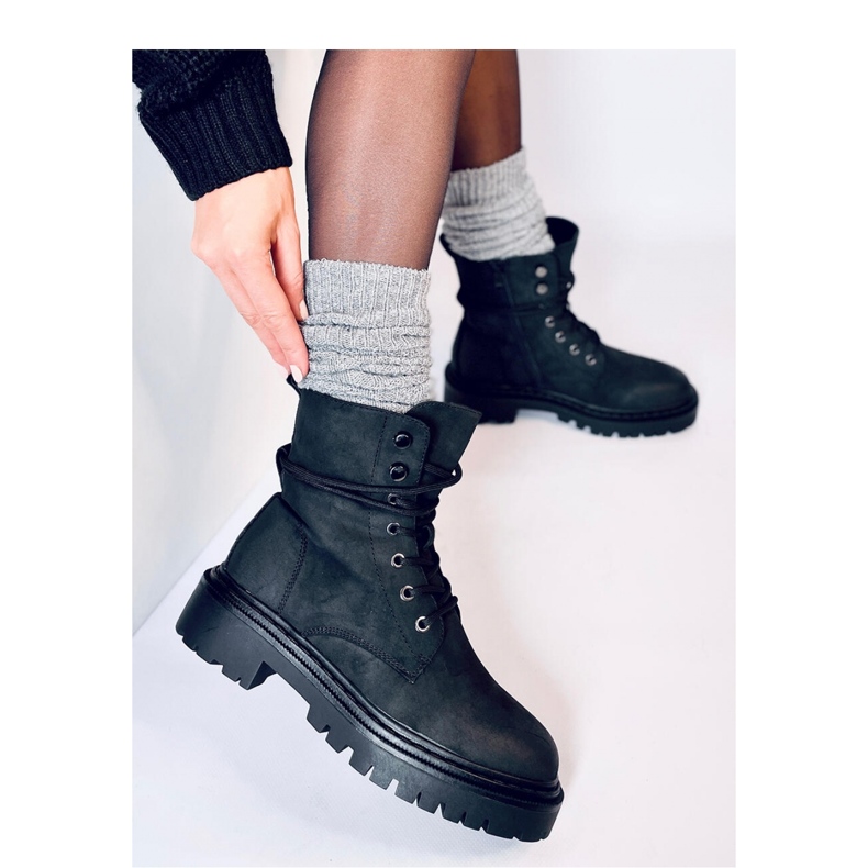 Stivaletti stringati con protezione Simmo Black - Inello nero 2