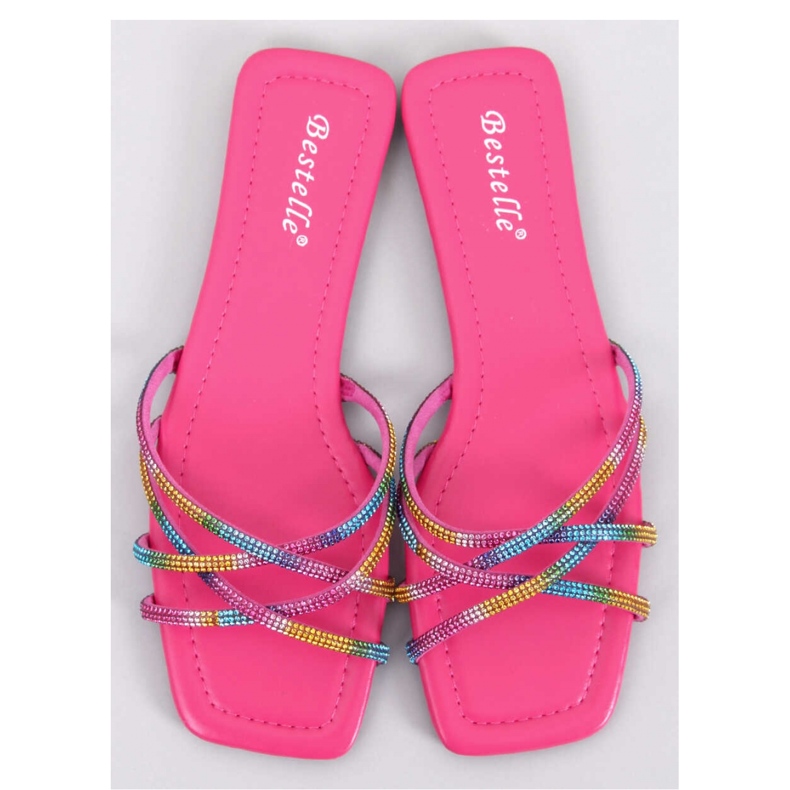 Sandalo Infradito con strass Rexha Fucsia - Inello rosa 1