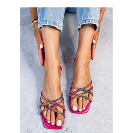 Sandalo Infradito con strass Rexha Fucsia - Inello rosa 2
