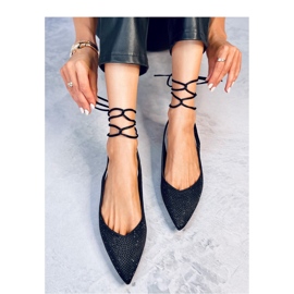 Vonda Ballerine nere con tacco aperto in strass - Inello nero 1