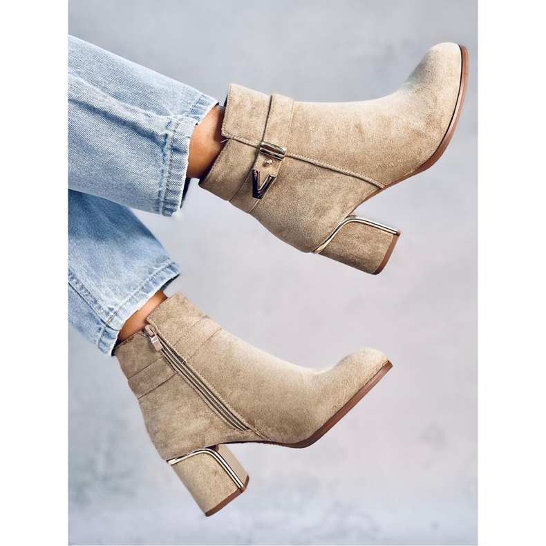 Stivaletti eleganti con tacco alto Khalia Khaki - Inello beige 2