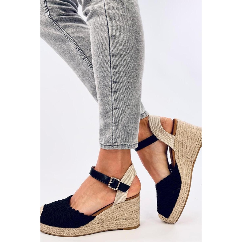 Morelli Sandali con zeppa espadrillas neri - Inello nero 1