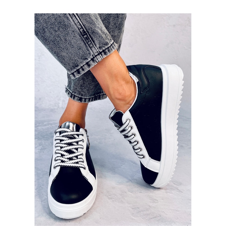 Hopper Sneakers nere con suola alta - Inello nero 1