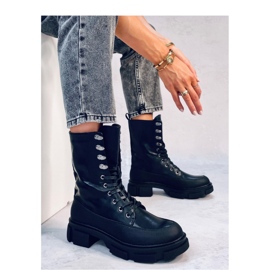 Dart Stivali bovver neri stringati - Inello nero 2